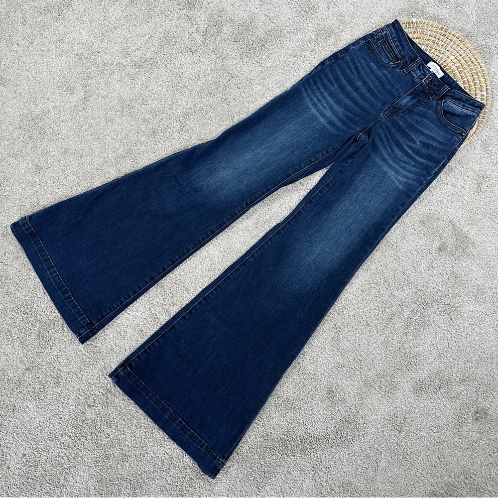 Shyanne Women’s Chandelier Pockets Flare Bootcut Jeans High Rise in Dark Wash 26 - Picture 3 of 16